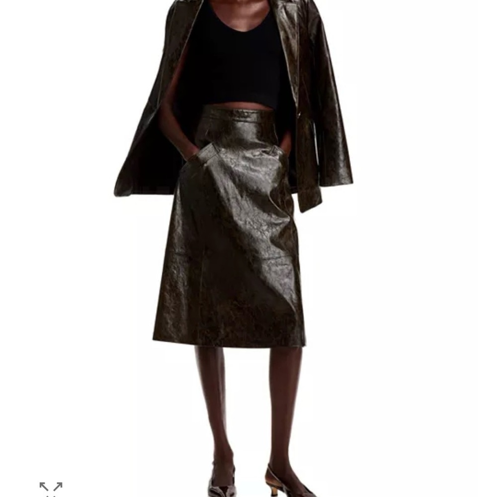 KOBI HALPERIN ZADIE SKIRT FAUX Brown Leather vegan Skirt Sz 4 NEW NWT - Picture 2 of 8